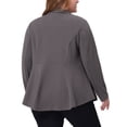 thumbnail image 3 of Agnes Orinda Women's Plus Size Blazer Button Notch Panel Ruffle Peplum Blazers 1X Gray, 3 of 6