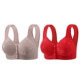 thumbnail image 1 of Yuzhih 2 Pack Full Coverage Wireless Bras for Women No Underwire Compression Front Closure Comfort Bra with Support, 1 of 2