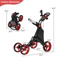 thumbnail image 2 of Gymax Chariot de Golf Pliable à 4 Roues à Pousser et Tirer avec Frein Sac Imperméable Rouge, 2 of 10