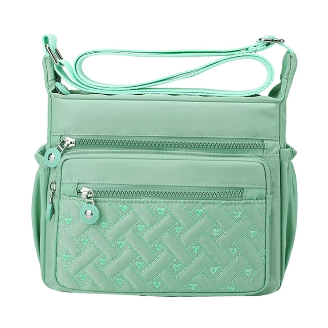 YOUSNH Sacs à Bandoulière Décontractés Imperméables à Multiples Poches pour Femmes, Sac Messager d'Épaule pour Voyage, Randonnée, Quotidien en Vert. Ce Sac d'Épaule Est Fait d'Une Toile durable Résistante à l'Eau avec Coutures Renforcées et Présente Plusieurs Poches Zippées pour un Rangement Organisé. dimensions Compactes de 9,84 Pouces (L) x 5,11 Pouces (L) x 8,27 Pouces (H) le Rendent Idéal pour Transporter des Essentiels comme un Téléphone, des Clés Ou des Articles de Toilette. Comprend une Bandoulière Ajustable pour Être Utilisé comme Sac à