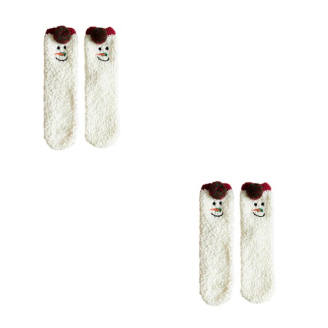 Ruiboury Polyester Breathable And Fashionable Socks For All Occasions Wide Application Christmas Fluffy Socks Colorful snowman 2Set