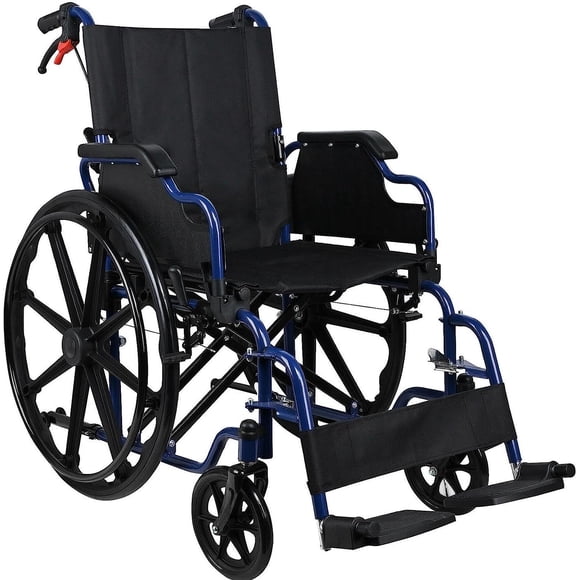 Foldable Wheelchair with 18-Inch Wide Seat, Flip Back Desk Arms and Swing Away Footrests, 220lb Weight Capacity