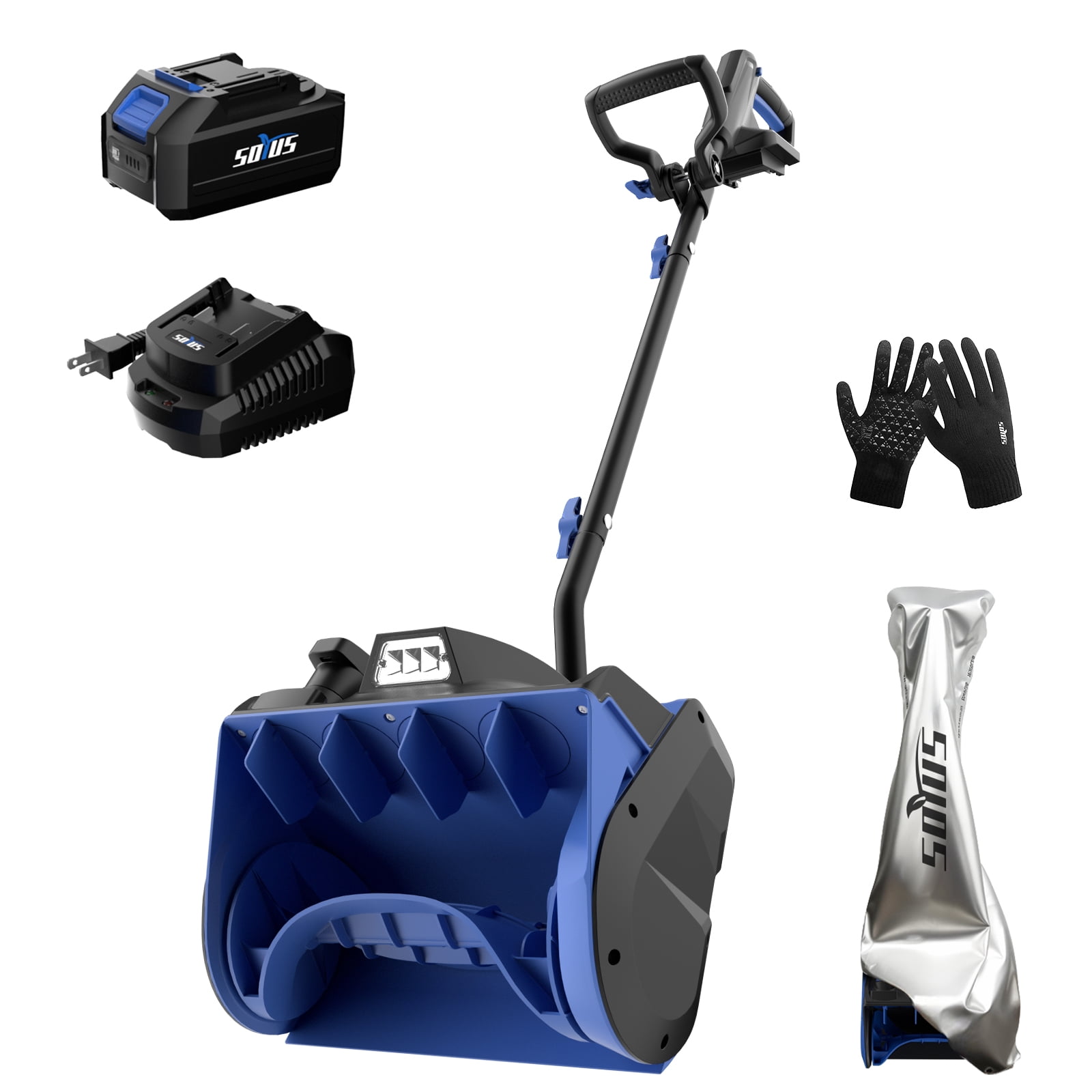 SOYUS Pelle à Neige Sans Fil, Souffleuse à Neige Électrique 20V, Largeur de Déneigement de 12 Pouces & Jet de Neige de 20 Pieds, avec Projecteur LED et Poignée avant Réglable (Batterie 4,0ah, Chargeur Rapide et Housse Anti-Poussière Inclus)