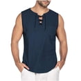 thumbnail image 1 of Styesk Tank Tops Men Men's Fashion Drawstring Color Cotton And Linen Sleeveless T-shirt Tops, 1 of 5