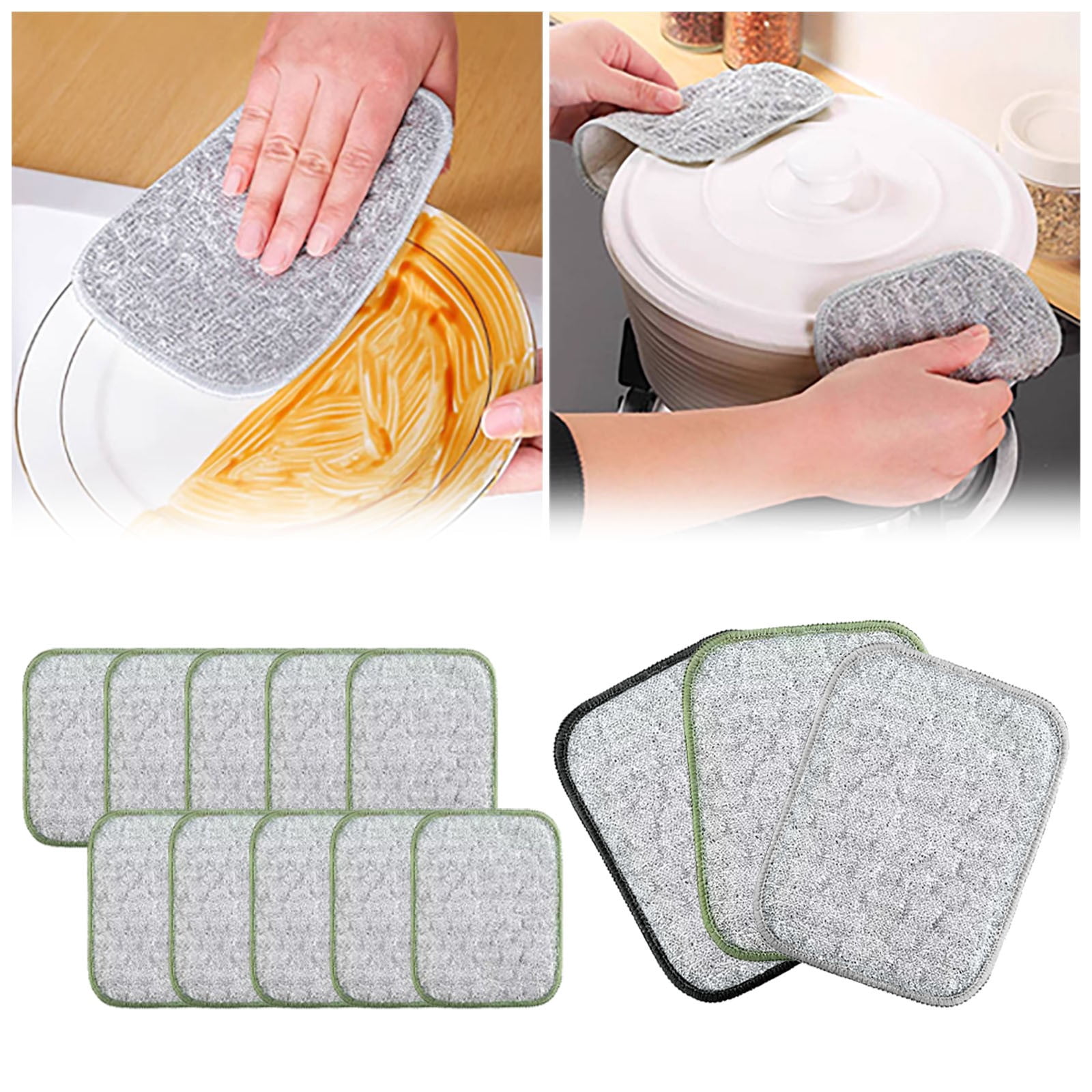 Multipurpose Steel Wire Dishwashing Rags Reusable Non Scratch Scrubbing Pads Sponge For Kitchen Cleaning Wet And Dry Dish Towel Cloths 10PCS