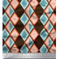 thumbnail image 1 of Soimoi Brown Rayon Fabric Stripe & Diamond Geometric Print Fabric by the Yard 56 Inch Wide, 1 of 3