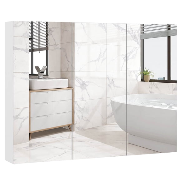 Costway 36" Wide Wall Mount Mirrored Bathroom Medicine Cabinet Organizer Mirror Door
