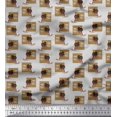 thumbnail image 1 of Soimoi Brown polyester Crepe Fabric Monitor & Bossy Girl Print Fabric by the Yard 52 Inch Wide, 1 of 3