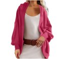thumbnail image 1 of Pisexur Manteau pour Femmes avec Capuche Trench Manteaux Chandail à Capuche Vestes d'Automne Femmes Décontracté Couleur Unie Col Rond Manches Longues Veste Ample Veste Décontractée à Capuche à Manches Longues, 1 of 7