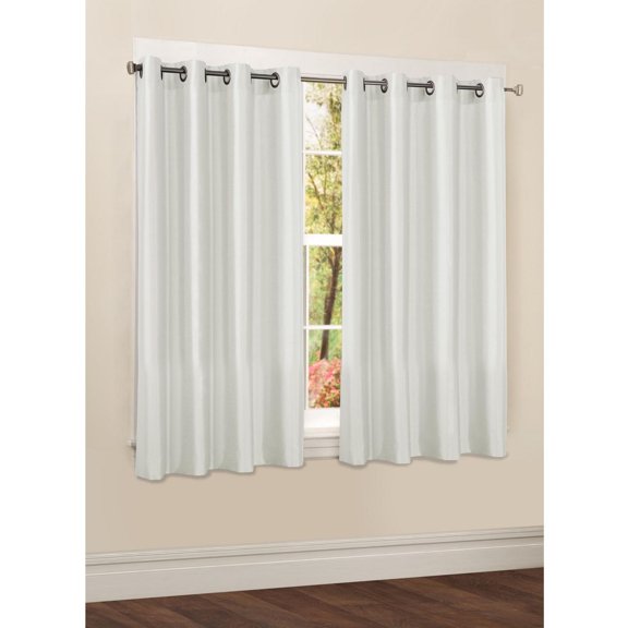 Mainstays Faux Silk 63" Drapery Grommet Window Curtains Panel, White