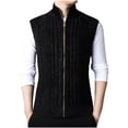 thumbnail image 3 of LOVZFMLL Vestes pour Hommes Décontractées Mode Col Montant Ajusté Chaud Chandail Tricoté Sans Manches à Capuche Veste Décontractée, 3 of 8