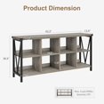 thumbnail image 2 of CHerish 8 Cube Storage Organizer Bookcases, 3 Tier Metal Horizontal Bookcase, 62 Inch Industrial Storage Bookcase for Entryway, Long Low Bookshelf for Living Room-Gray, 2 of 7