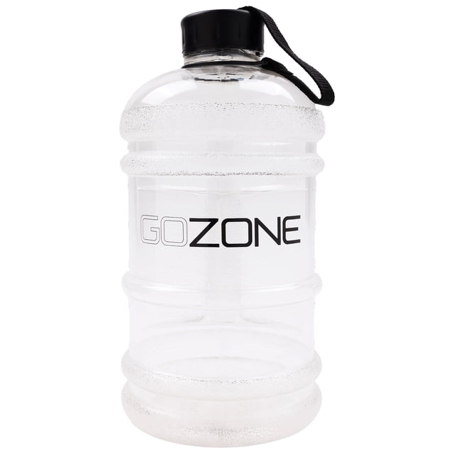 GoZone Pichet d'Eau, Pichet d'Eau de Sport Transparent d'Un Demi-Gallon avec Bouchon Noir à Vis et Sangle de Poignée de Transport, Capacité de 64 oz avec Lignes de Mesure pour le Suivi de l'Hydratation, Convient au gym, à la Randonnée Ou aux Entraînements à la Maison.