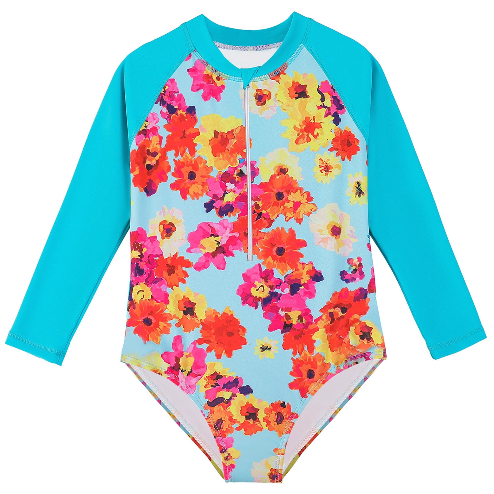 Kids Girls Rash Guard Swimsuits Fashion Sun Protection Long Sleeve Summer Bathing Suits 5-6 Years Girls Clothing