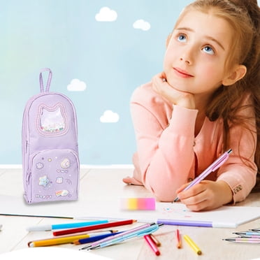 TIMIFIS Rangement de Papeterie Grande Capacité Sac à Crayons Portable avec Lanière Mignon Garçons et Filles Petit Sac d'École Sac de Papeterie Sac à Crayons Multicouche Accessoires de Bureau
