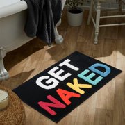 BOVEU Get Naked Bath Mat Rugs Non Slip Absorbent Bath Rugs, Funny Bathroom Mat Small Bath Mat for Tub and Shower, Machine Washable 17" x 24", Black