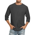 thumbnail image 1 of Hiiyo T-Shirt pour Homme Confortable Uni à Manches 3/4 T-Shirt Polyvalent Chandail T-Shirt, 1 of 6