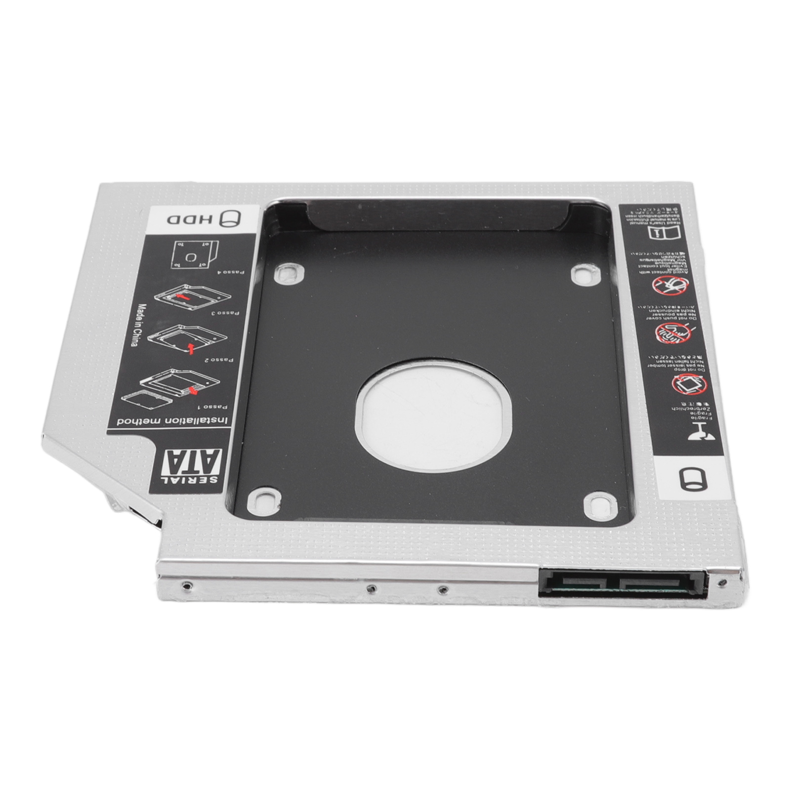 2.5in HDD Caddy Bay, Wear Resistant Aluminum Alloy  To  2nd SSD HDD Hard Drive Caddy DIY Installation  For Laptop