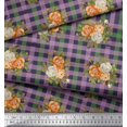 thumbnail image 3 of Soimoi Tissu Cambric en Coton à Carreaux, Feuilles et Imprimés de Fleurs de Roses au Mètre, 42 Pouces de Large, 3 of 3
