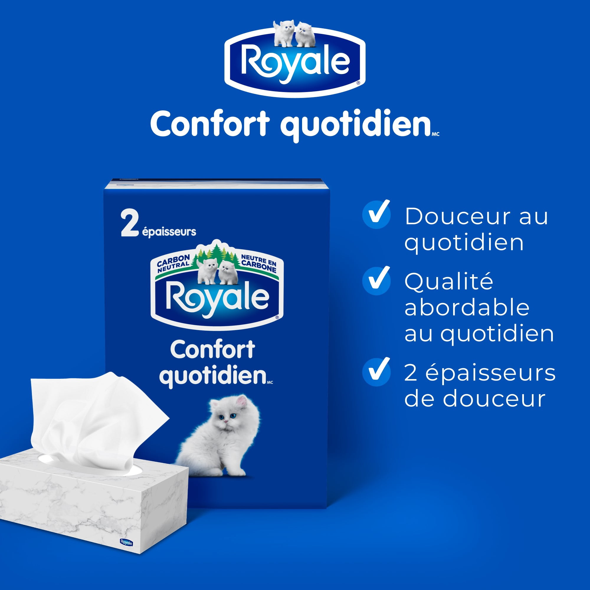Royale Everyday Comfort, 2 Ply Facial Tissue, 18 Flat Boxes, 126 Tissues per Box