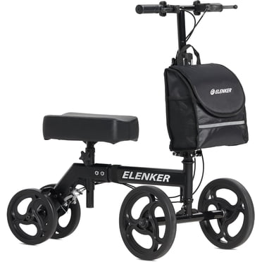 Elenker Economy Knee Walker Steerable Medical Scooter Crutch Alternative Black