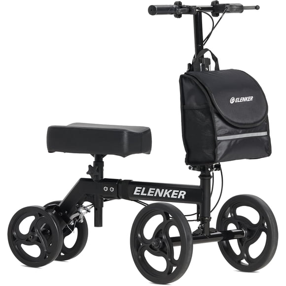 Elenker Marchette à Genou Économique Directionnelle Trottinette Médicale Alternative à Béquille Noire