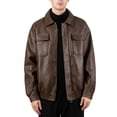thumbnail image 2 of Dagegui Men's PU Jackets Stylish Zip-Up Leather Jacket Solid Color Fall Slim Fit Motorcycle Biker Coat with Chest Pockets Coffee XXL, 2 of 7