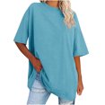 thumbnail image 1 of Plebaso T-Shirts Surdimensionnés pour Femmes 2025 Manches Courtes Hauts Amples Col Rond Décontracté Uni T-Shirts Basiques pour Femmes, 1 of 6