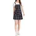 thumbnail image 1 of INSPIRE CHIC Robe Salopette à Carreaux pour Femmes de Rentrée Scolaire à Bretelles Ajustables S Bleu-Abricot, 1 of 7