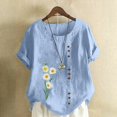 thumbnail image 2 of CHUANK Chemises pour Femmes Dames Liquidation T-Shirts d'Été Décontractés pour Femmes Col Rond Manches Courtes Imprimé Floral Chemise Ample Hauts, 2 of 4