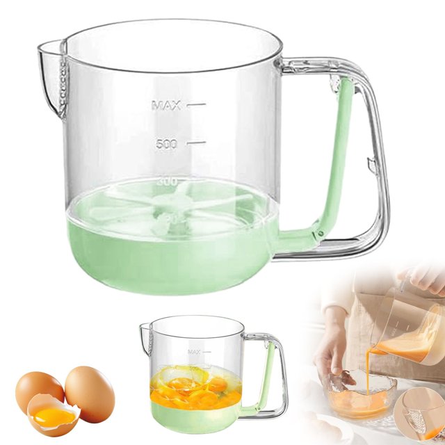 Egg Beaters, Egg Beater, Egg Beaters Hand Crank, Multi-Function Egg Beater Cup Hand-Pressed Egg Liquid Strainer Cup Graduated Measuring Cup Kitchen Egg Beater Mixing Cup