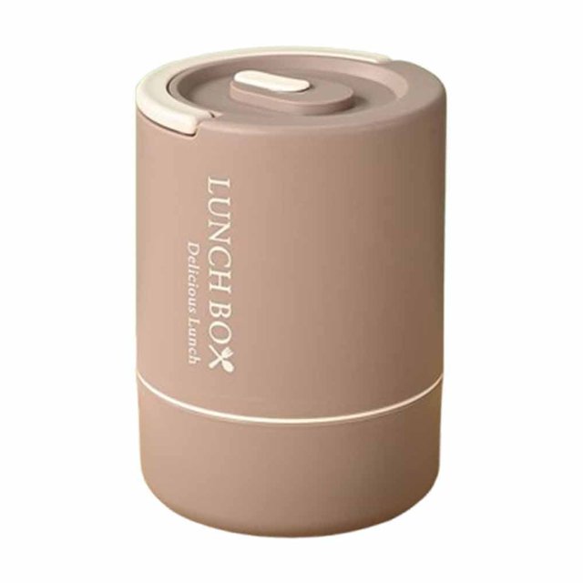 SLYNSHome Boîte à Lunch en Acier Inoxydable 304, Contenant Isotherme Isolé pour Aliments, Pot Alimentaire Chaud et Froid pour Bureau et Camping - Brun