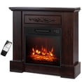 thumbnail image 1 of Costway Manteau de Foyer Électrique 32 Pouces Meuble Télé Chauffage d'Appoint avec Télécommande 1400W Brun, 1 of 10
