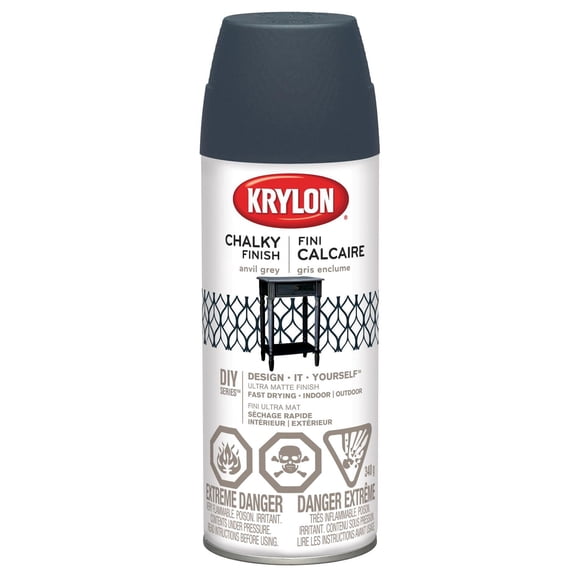 Krylon Chalky Finish Paint, Ultra Matte, Anvil Grey, 340 g