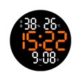 thumbnail image 2 of yuksok Horloge Murale 10 Pouces Heure Semaine Date Température Humidité Affichage Ronde Numérique LED Orange, 2 of 9