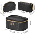 thumbnail image 4 of Jinsinto Makeup Bag 3 Pcs Waterproof Cosmetic Set Portable Travel Cosmetic Multifunction Organizer Storage Weave Toiletry Bag Black, 4 of 5