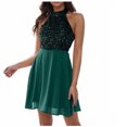 thumbnail image 1 of JGGSPWM Robe de Bal à Paillettes pour Femmes, Dos Nu, Sans Manches, Jupe Ajustée, Robe de Soirée, Élégante, Mariage, Demoiselle d'Honneur, Vert, P, 1 of 5