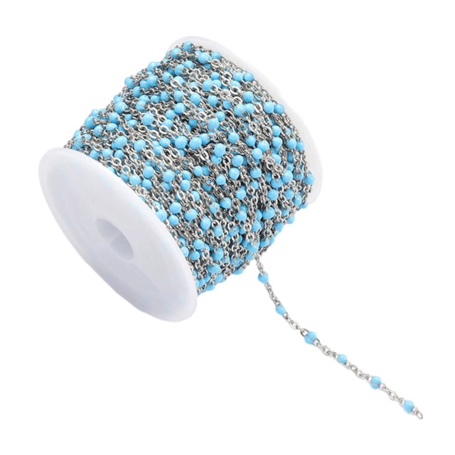 fastboy Chaîne pour Fabrication de Bijoux Robuste en Acier Inoxydable Perles d'Émail Colorées Perles d'Émail Colorées Chaîne en Vrac pour Bijoux Acier+bleu Lac 1 Ensemble