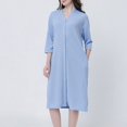 thumbnail image 2 of SNNROO Women Button down Robe 3/4 Sleeve Nightgowns Lightweight Bathrobe Sleepwear Loungewear with Pockets, 2 of 5