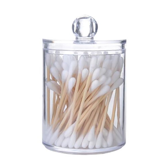 7x7cm Clear Storage Jar with Lid - Airtight Container for Cotton Swabs, Balls or Beauty Tools, Countertop Organizer, Round PS Plastic