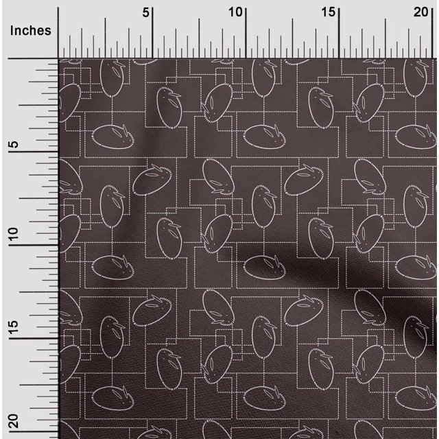 oneOone Organic Cotton Voile Fabric Geometric Maze & Rabbit Animal Sashiko Print Fabric by Yard 42 Inch Wide