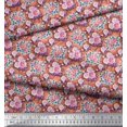thumbnail image 3 of Soimoi Tissu Poly Georgette Imprimé Feuilles & Roses au Mètre 52 Pouces de Large, 3 of 3