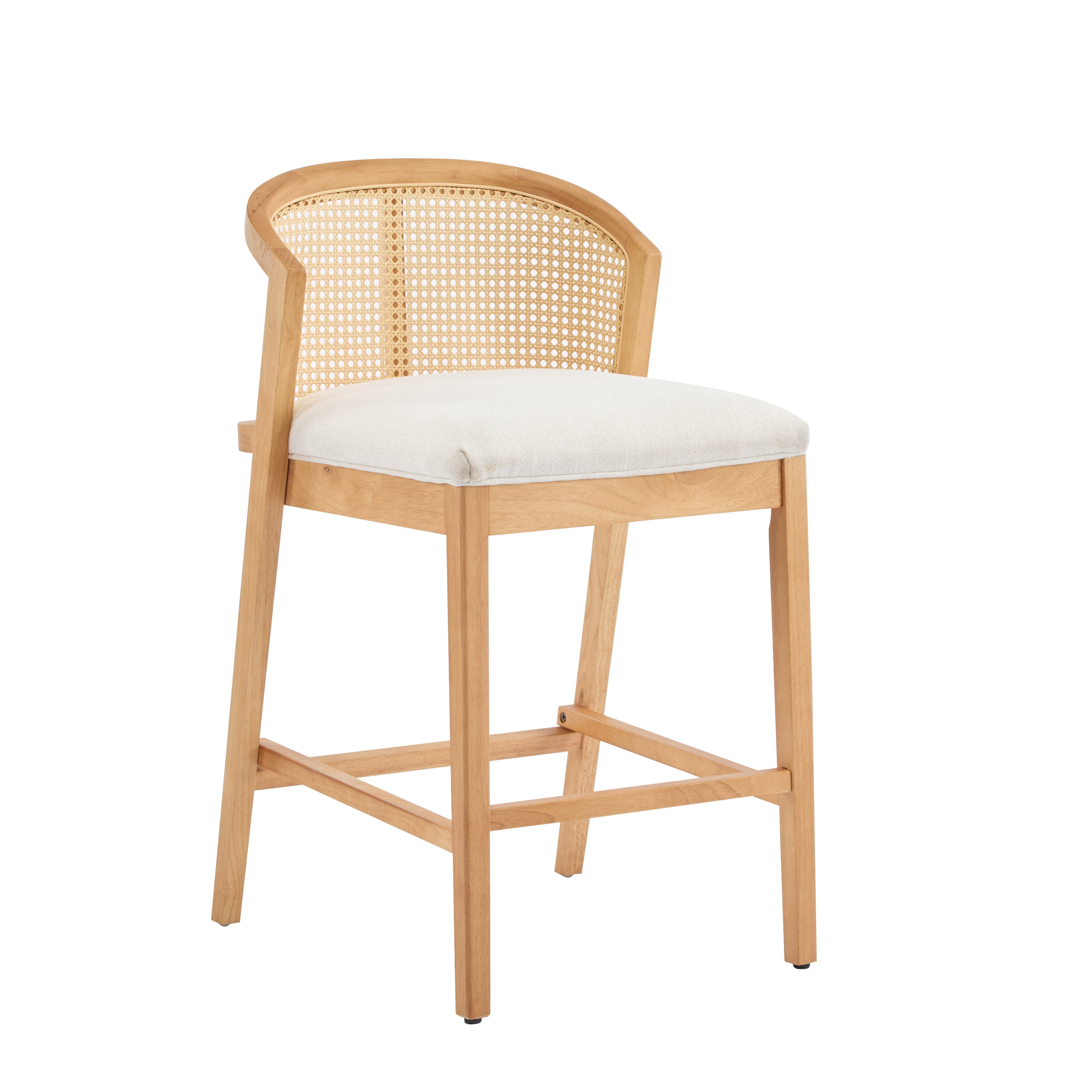 Ensemble de 2 tabourets de bar en bois Tatti de Noble House, revêtement beige, naturel et beige
