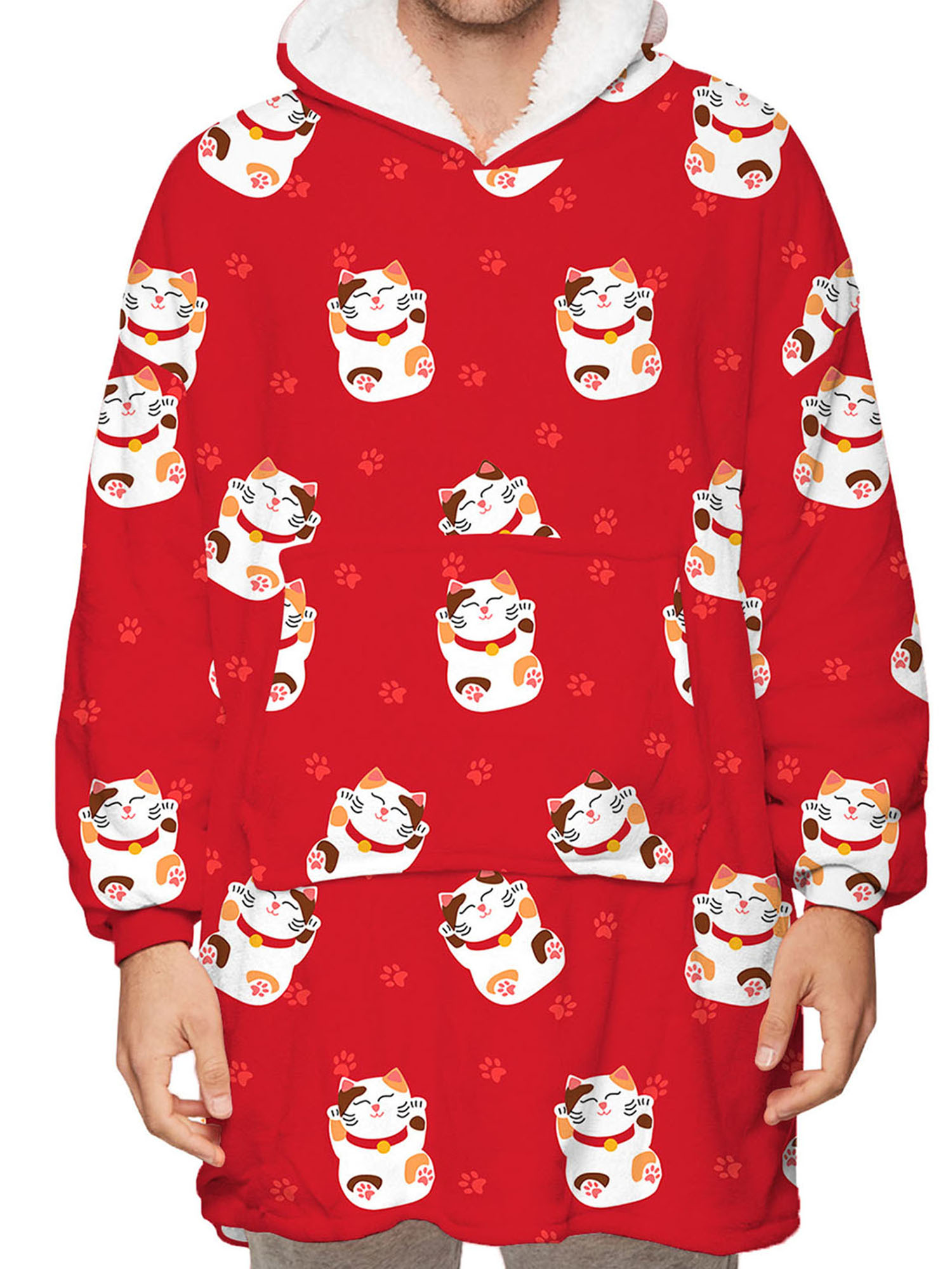 Fortune Couverture Portable Assortie pour la Famille, Chandails à Capuchon Surdimensionnés, Chandail à Enfiler, Pyjama de Noël