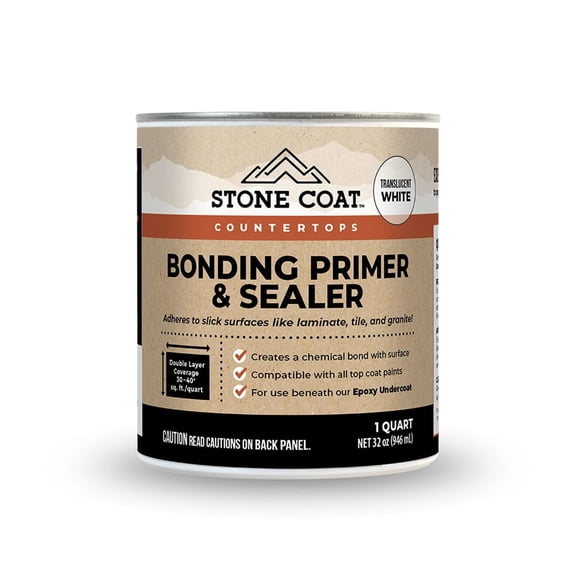Stone Coat Countertops Bonding Primer and Sealer, 1 Quart (30-40 sqft with 2 Coats) &acirc;?? Strong Adhesion for Laminate, Tile, Granite, Quartz, Solid Surface, and More, Ideal for Ep