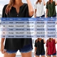 thumbnail image 2 of Women Plus Size Linen Shirts Henley Short Sleeve Summer Casual Tops Split Hem Buttons Up Flowy Dressy Blouses White, M, 2 of 7