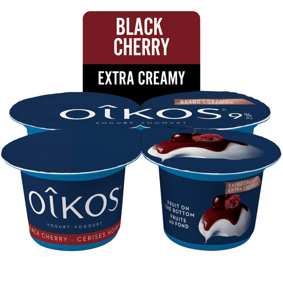 Oikos Extra Creamy Yogurt, Black Cherry, Fruit on the Bottom, 9% M.F, 4x95g