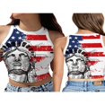 thumbnail image 4 of Débardeurs pour Femmes Jour de l'Indépendance Coupe Ajustée Col Rayé Crop Tops, 4 of 5
