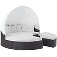 thumbnail image 1 of Modway Convene Outdoor Patio Wicker Rattan Canopy Sectional Daybed in Espresso White, 1 of 5