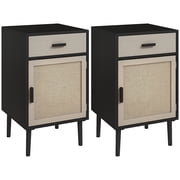 HOMCOM Bedside Table Set of 2 with Storage Drawer for Bedroom Living Room